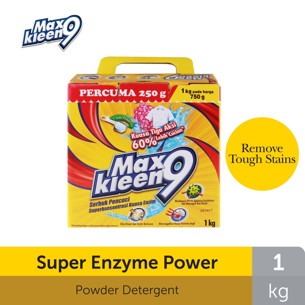 Maxkleen 9 Super Enzyme Powder Detergent (1kg) | Shopee ...