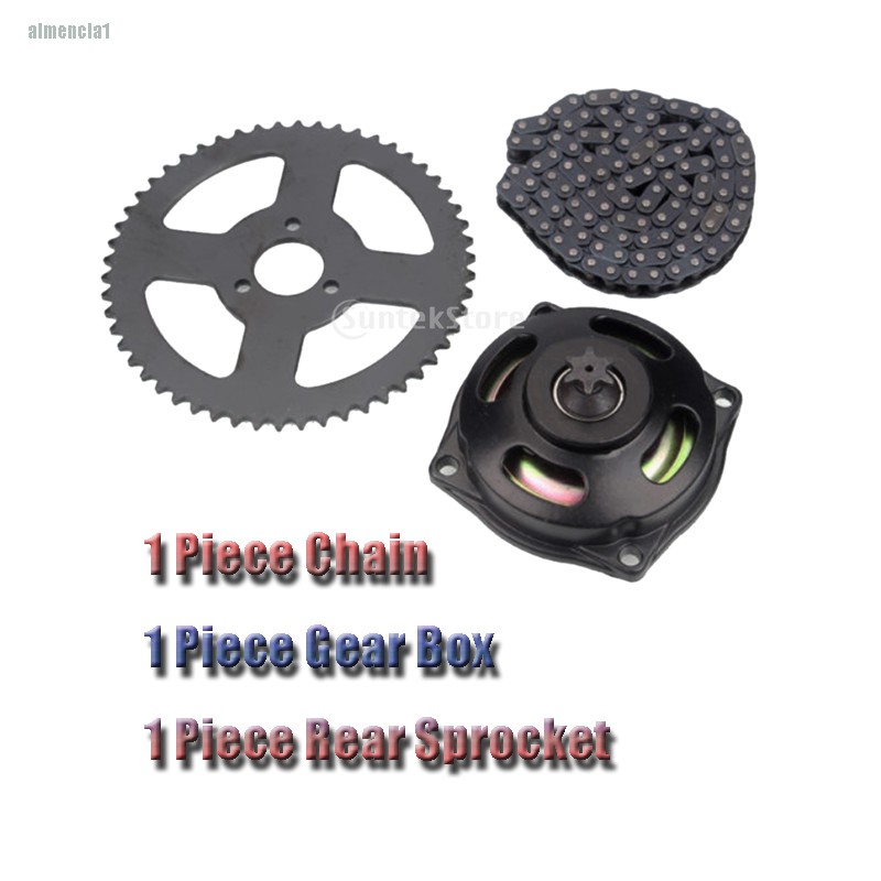 chaine pocket bike t8f-Acouto Motorcycle Chaine Sprocket Kit Aluminum Alloy Drive System T8F Chain & 6T Gear Box & Rear Sprocket Kit for Mini Motorcycle 47cc 49cc 