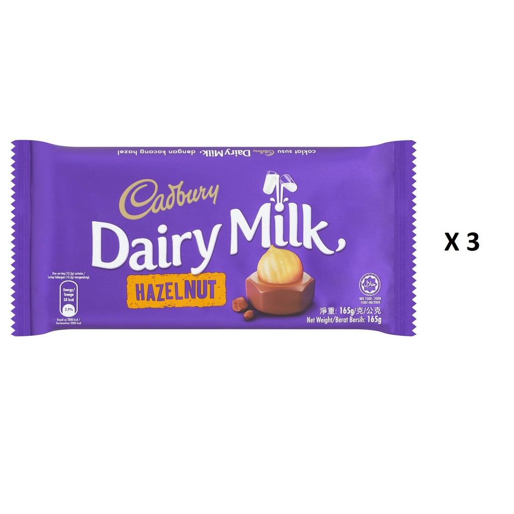 Cadbury Dairy Milk Chocolate Hazelnut 3 X 165g