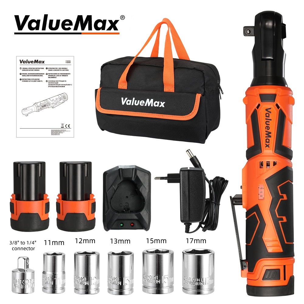 Valuemax 3/8" Cordless Electric Ratchet Wrench Set, 55Nm 400 RPM