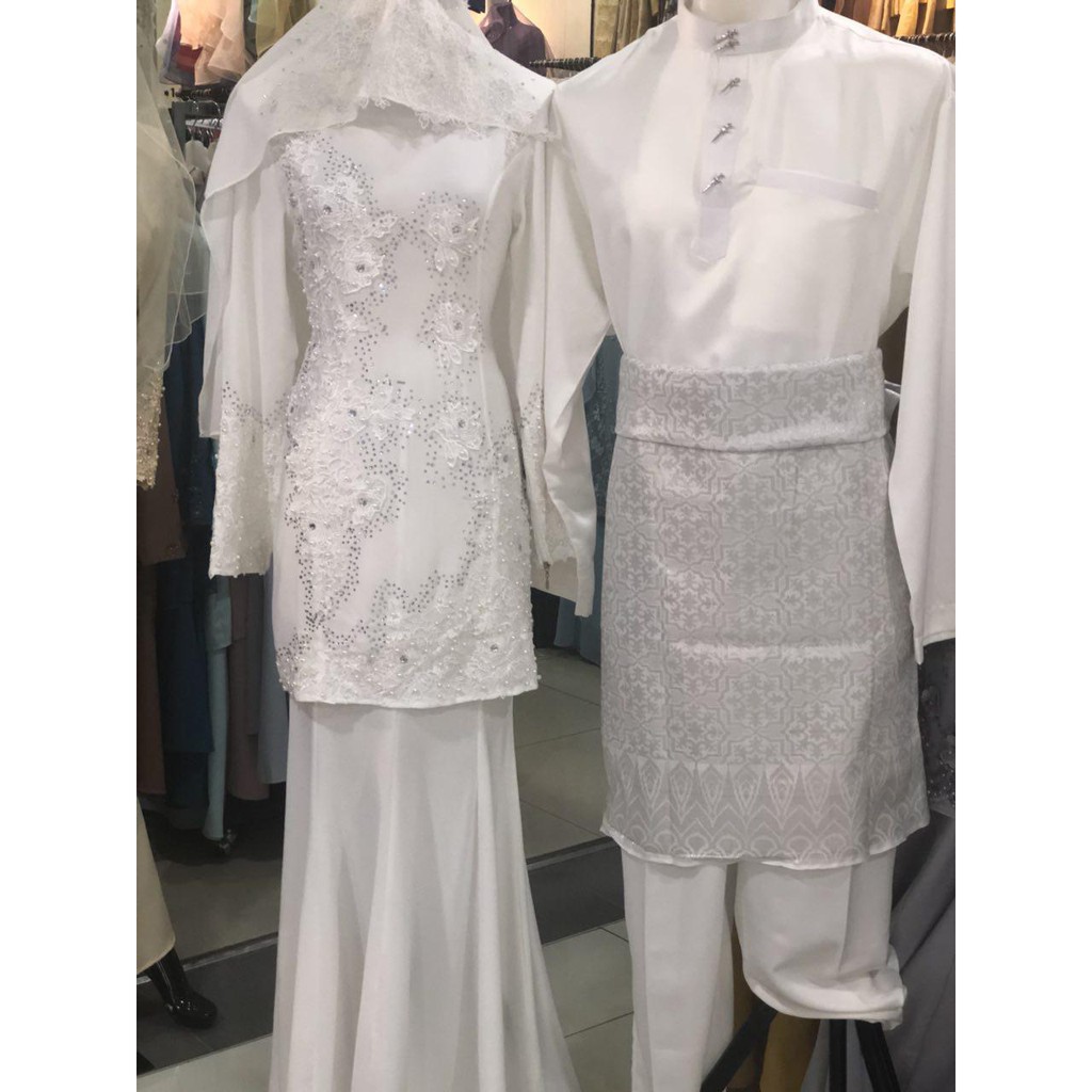 Sedondon Baju  Nikah Off  White  Kurung  Moden Lace Baju  