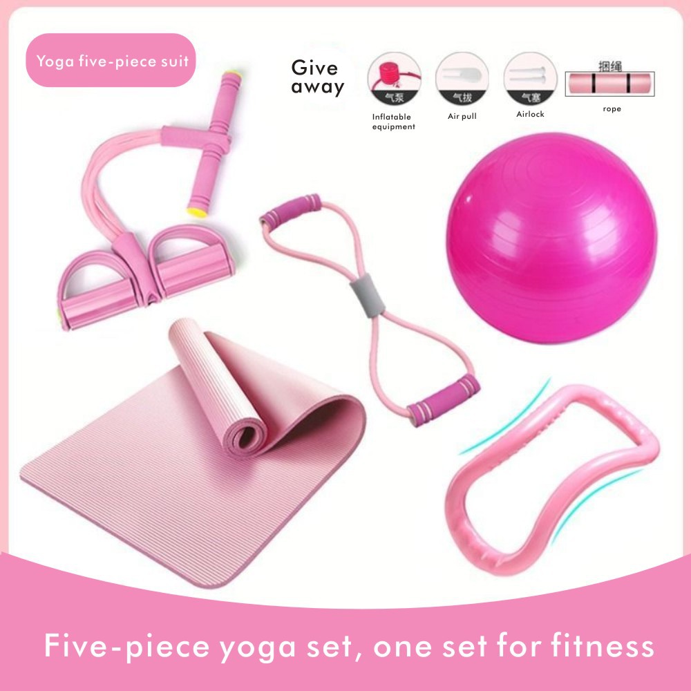 Lady yoga fitness equipment sets for beginners five pieces yoga mat ...