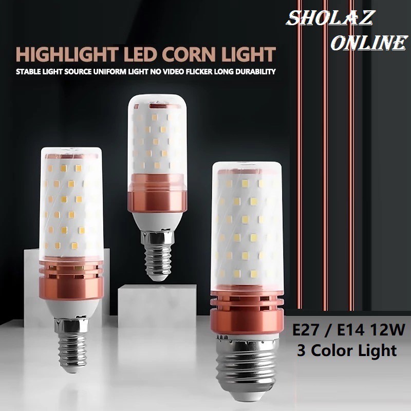 [Sholaz Online] LED Corn Bulb E27 / E14 Chandelier Candle LED Light For Home Decoration (1 Bulb 3 Color Light)