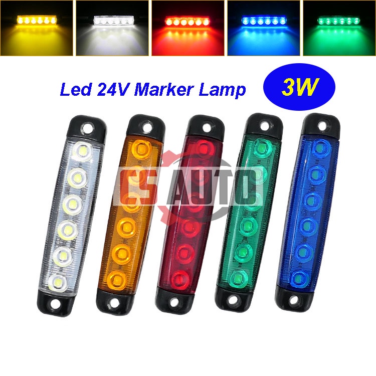 1pc x Led 12V 24V 6smd Side Lamp Small Marker Light Trailer Lorry Lampu Kecil Tepi Lori Treler Depan Waterproof