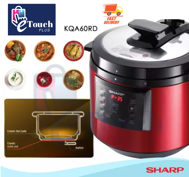 Sharp Pressure Cooker - 2 Non Stick Inner Pot (6 L) KQ-A6-RD