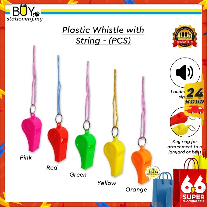 Plastic Whistle with String – (PCS) Loud Sport Equipment Referee Whistle Wisel Sukan Whistle Outdoor Camping Whistle