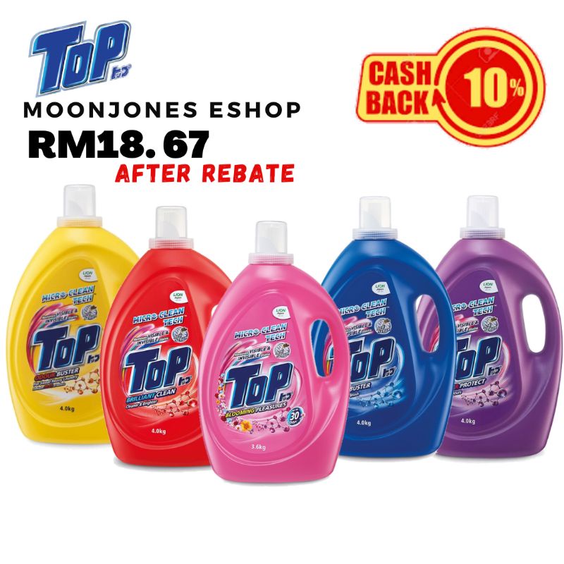 TOP Liquid Laundry Detergents 3.6kg/4kg Shopee Malaysia