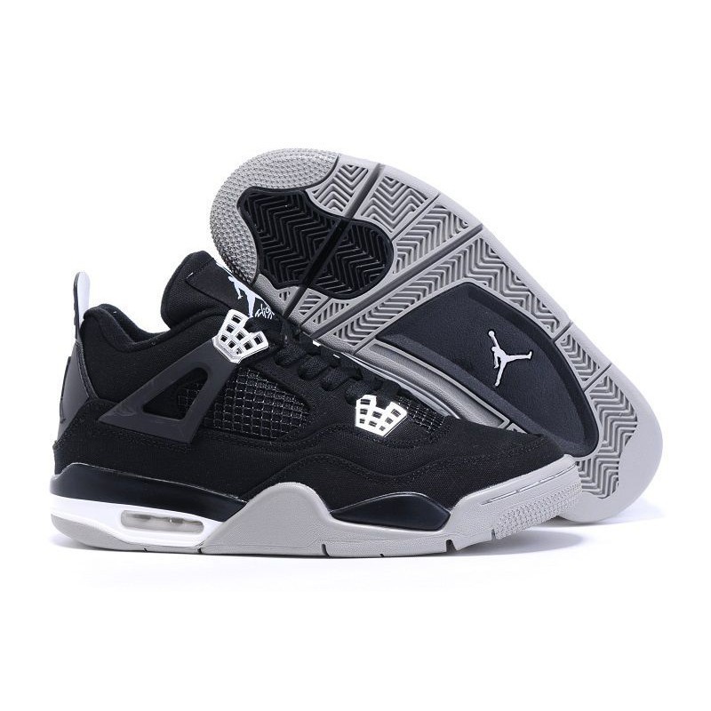black and gray jordan 4