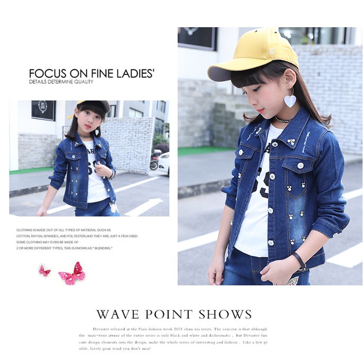 3 14yrs Ready Stock Girls Clothing Kids Coat Denim Jacket Long Sleeve Outerwear Shopee Malaysia