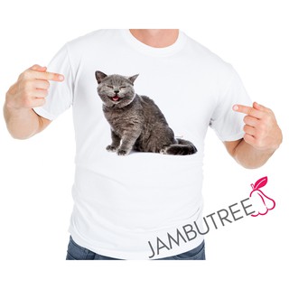 Jambutree Funny Cute Cat Smile Graphic Streetwear T-Shirt Tee 