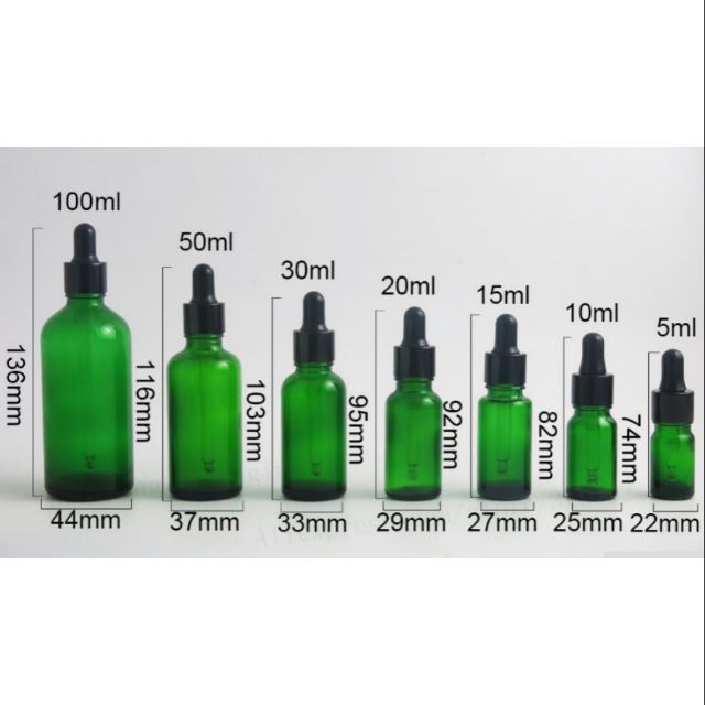 Download Ready Stock 5ml 10ml 15ml 20ml 30ml 50ml And 100ml Green Glass Dropper Bottles With Rubber Dropper Shopee Malaysia