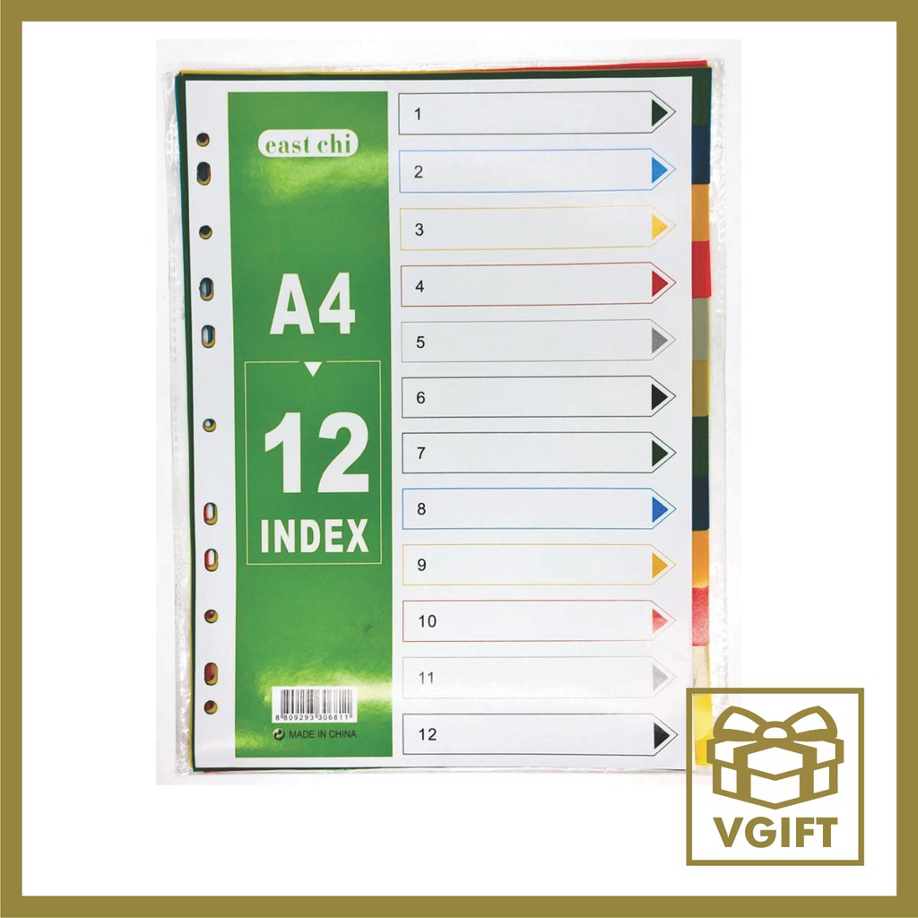 A4 12 Index Paper (East Chi) index file foulder Shopee Malaysia