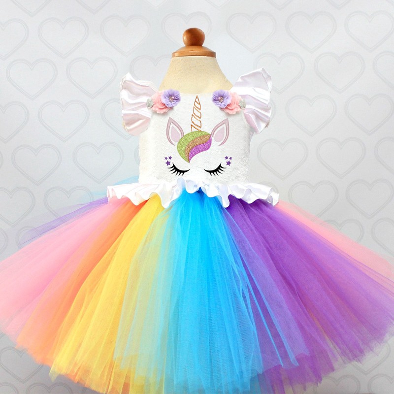 rainbow unicorn birthday dress