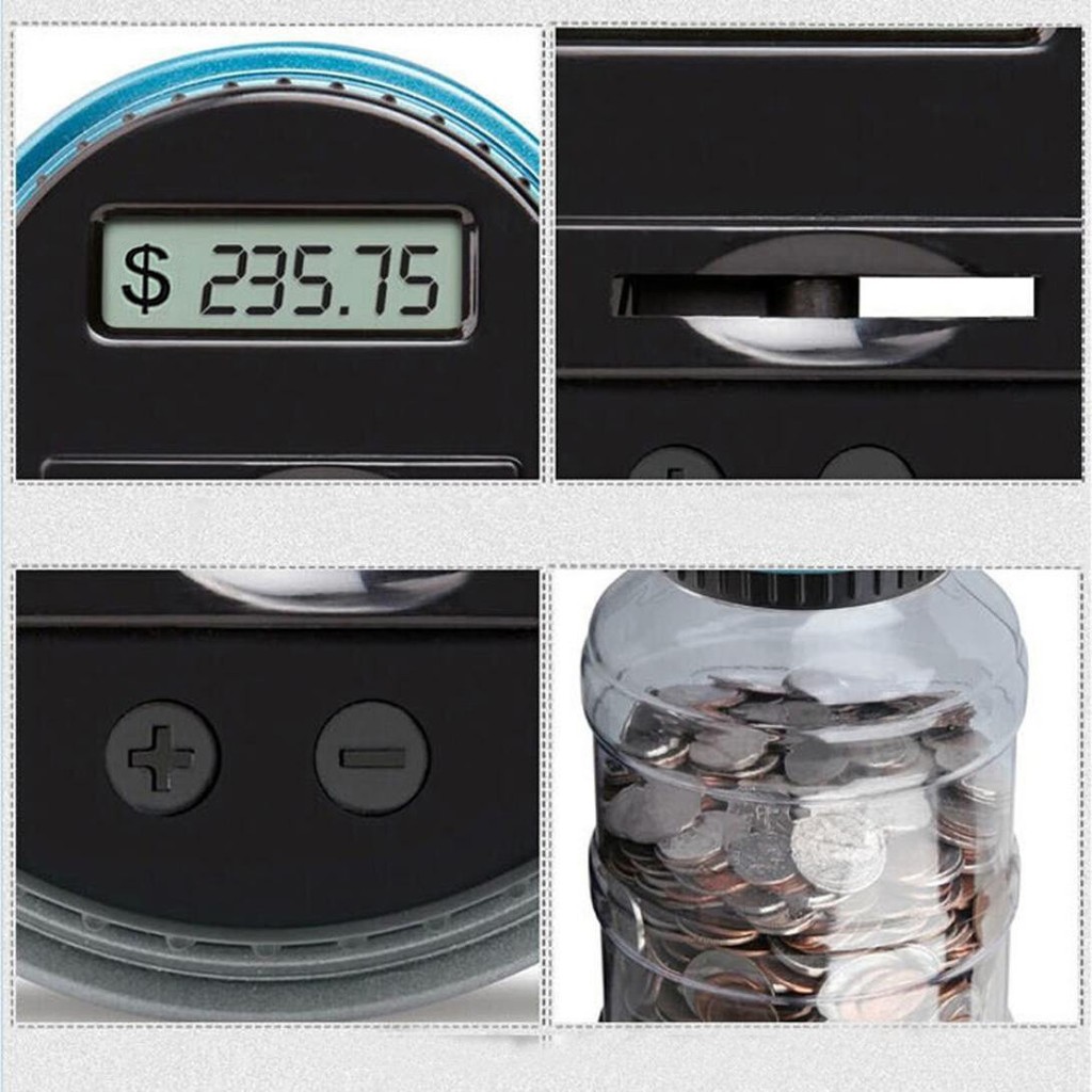 Clear Digital Piggy Bank Coin Savings Counter LCD Counting Money Jar Change Gift 