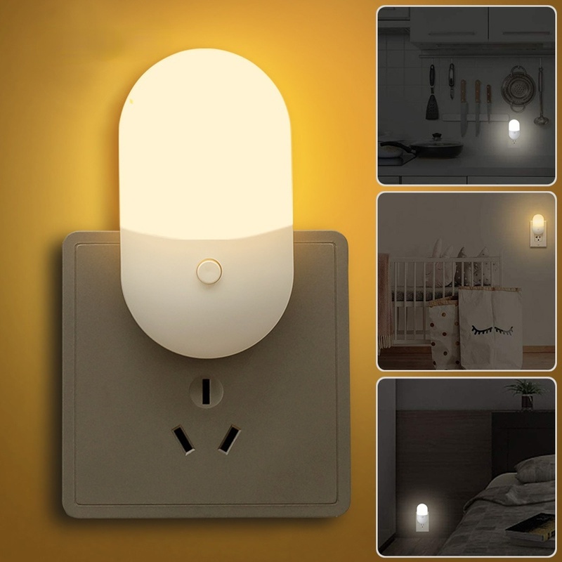 EU/US Plug Dimmable Cabinet Light / Plug In LED Night Light Bedside Lamp / Warm Color Baby Sleeping Light / Energy Efficient Corridor Stairway Lamp