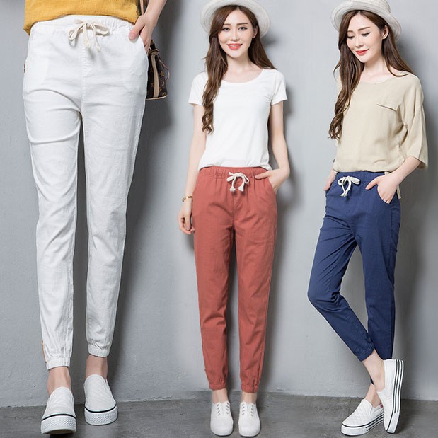 skinny fit linen pants