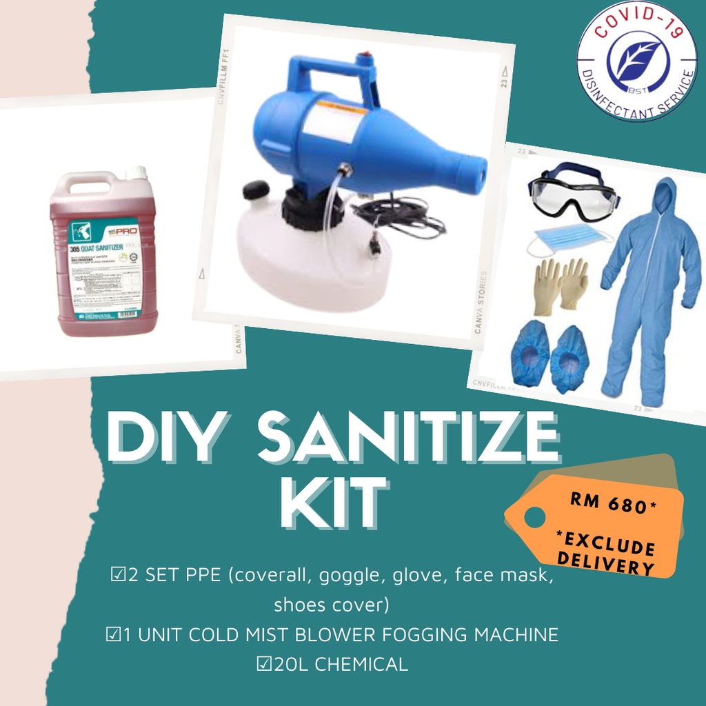 DIY SANITIZE KIT (1 UNIT MIST FOGGING MACHINE + 2 PPE SET + 20 Liters