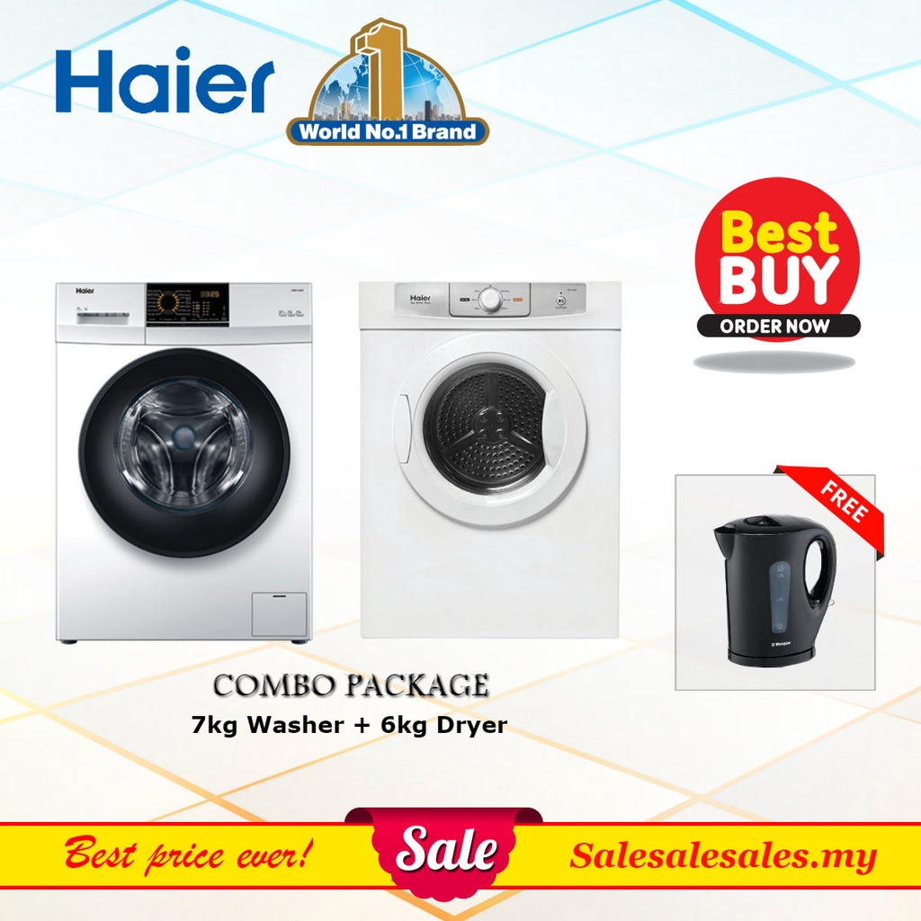 (COMBO PACKAGE) Haier 7kg Front Load Washing Machine Mesin Basuh ...