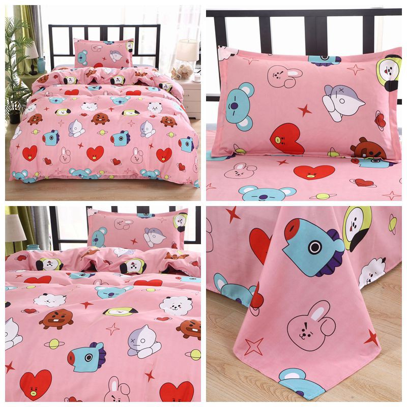 Kpop Bts Bt21 3 In 1 Bedding Sets Cute Cotton Pillowcase And Sheets Quilt Cover Shopee Malaysia