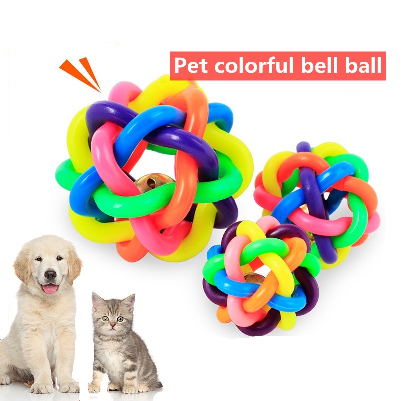 Colorful Soft Bell Durable Chew Dog Toy/Training Toy/Dog Toy Ball Vocal Molar Rainbow Ball/Pet Colorful Bell Ball