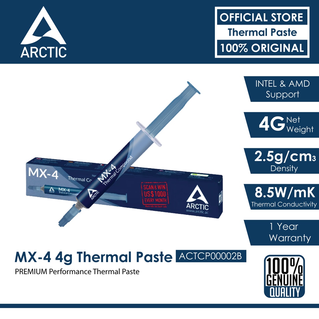 ARCTIC MX4 High Performance Thermal Compound (4g) ACTCP00002B Shopee Malaysia