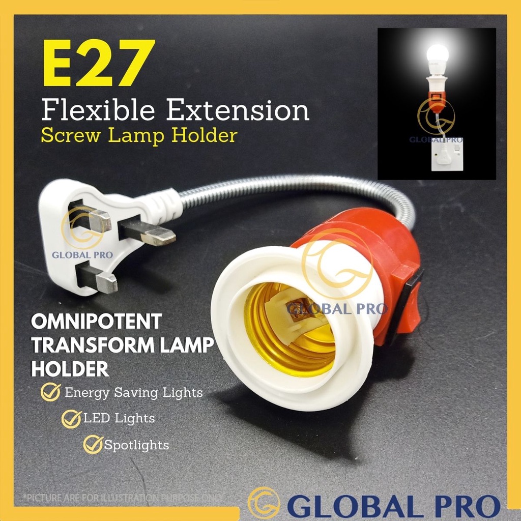 E27 Flexible Extension Screw Lamp Holder, Bulb Holder, Screw Socket
