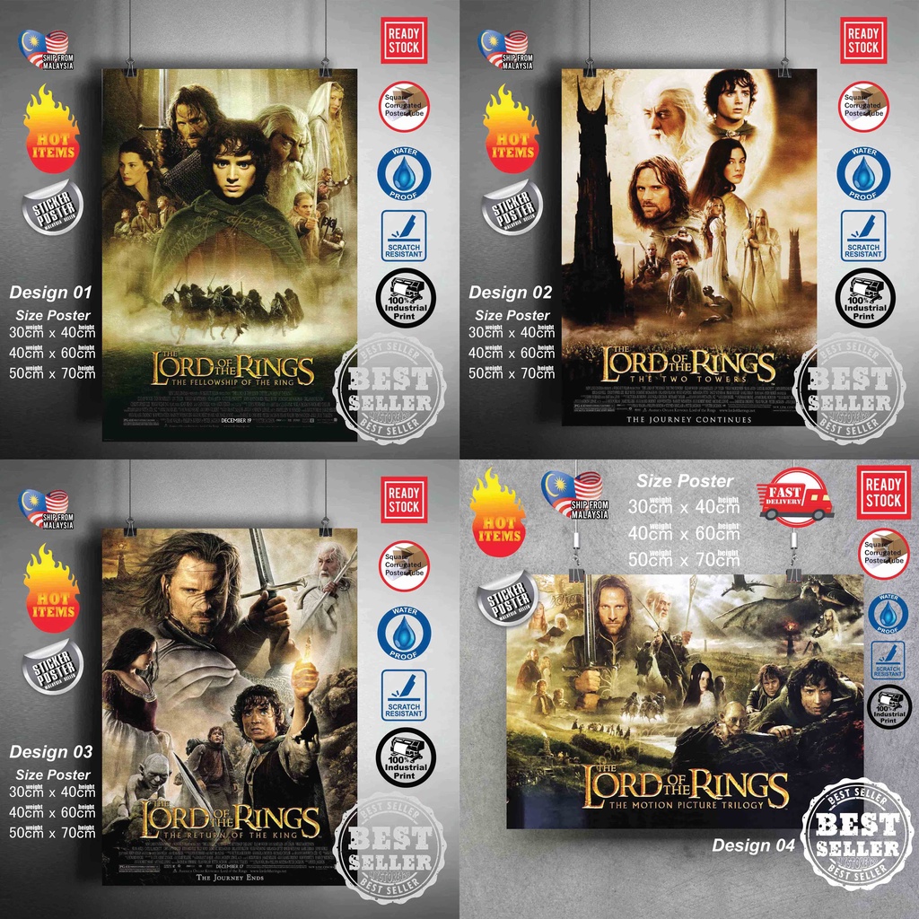 (READY STOCK) The Lord of the Rings Movie Poster Sticker Wall deco Wall art poster sticker