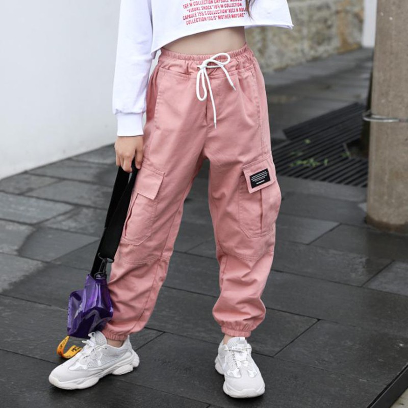 Girls Pants Cotton Cargo Pants Multi-Pocket Girls Sweatpants Elastic Waist  Harem Pants Kids Children Hip-Hop Trend Clothing | Shopee Malaysia