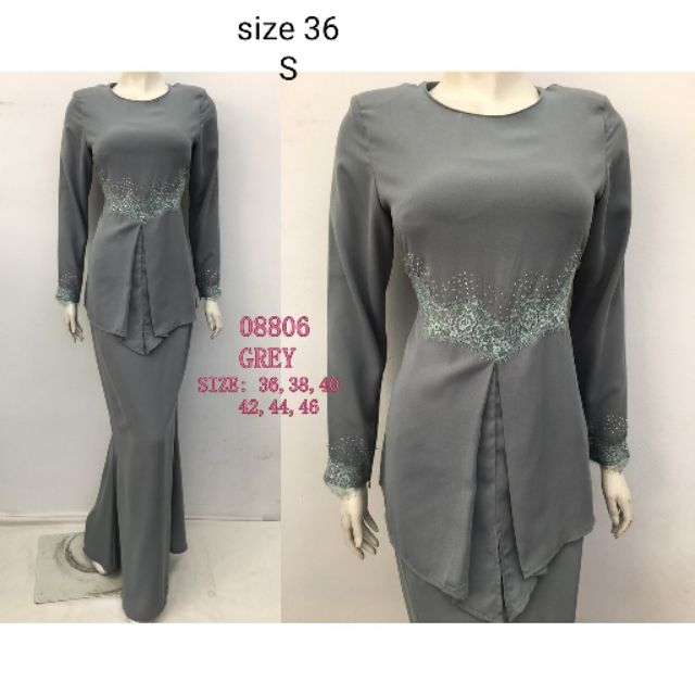 Baju Kurung Moden Kelabu Preloved Shopee Malaysia