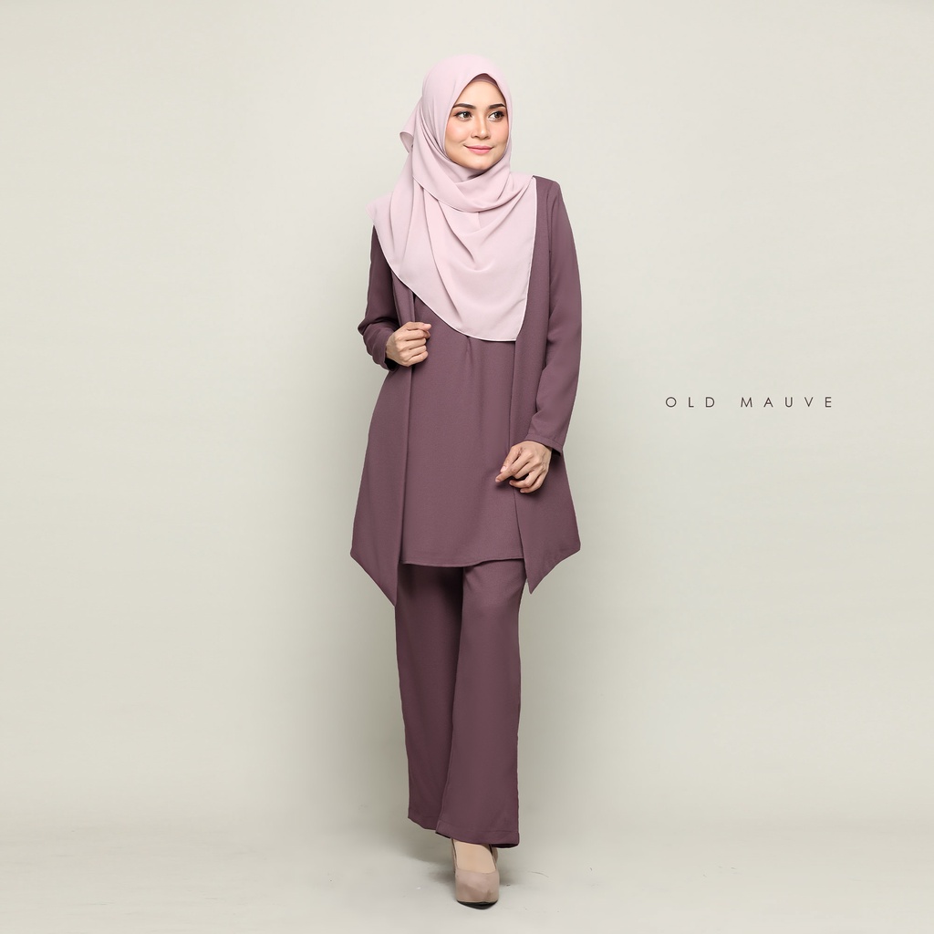 NURSAFIA ANDORA SUIT, MUSLIMAH SUIT, SUIT LABUH MUSLIMAH BY NURSAFIA, BLOUSE LABUH + SELUAR LONGGAR MUSLIMAH, CARDIGAN