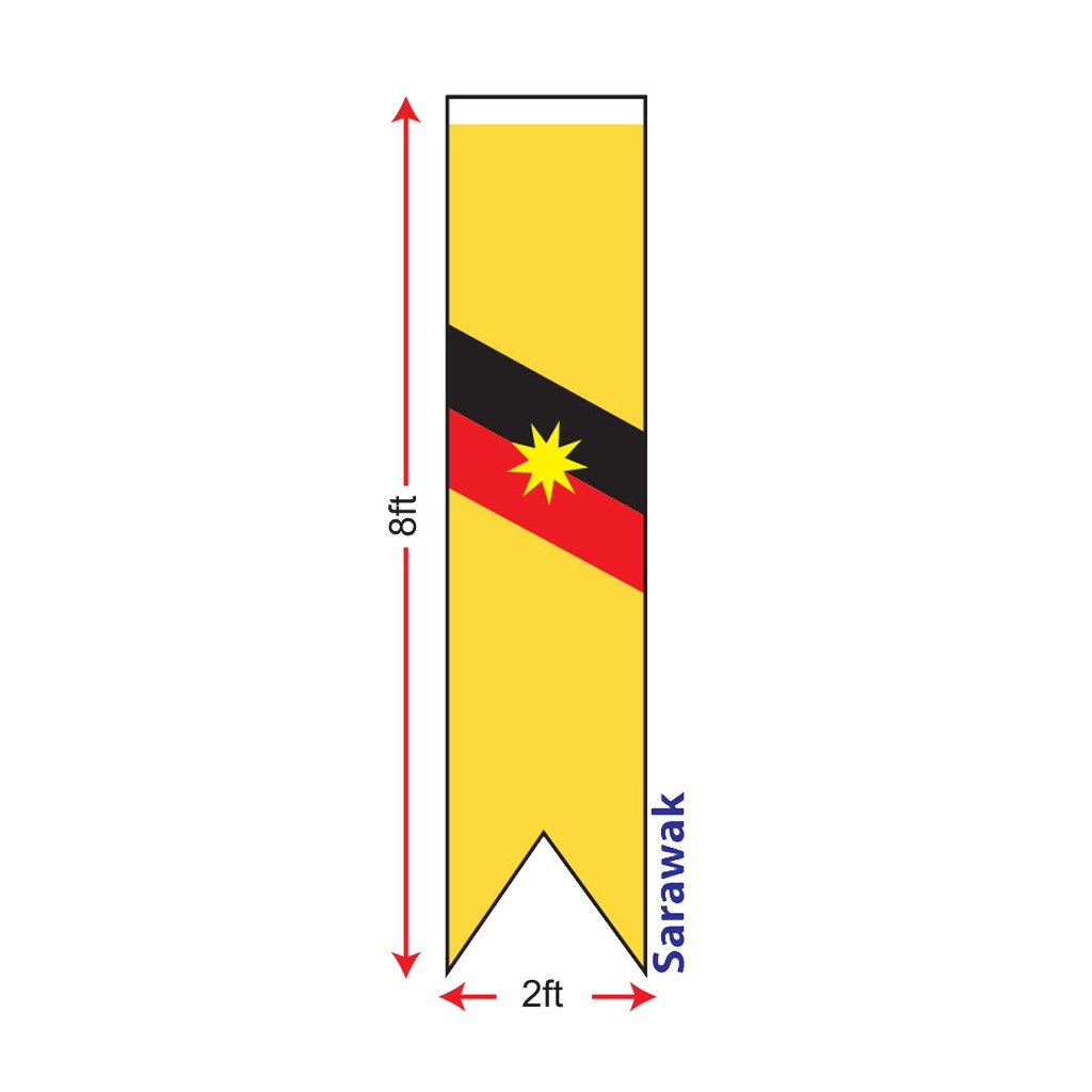Sarawak Flag 2x8ft Banner, Bendera Sarawak 2x8ft, Polyester | Shopee