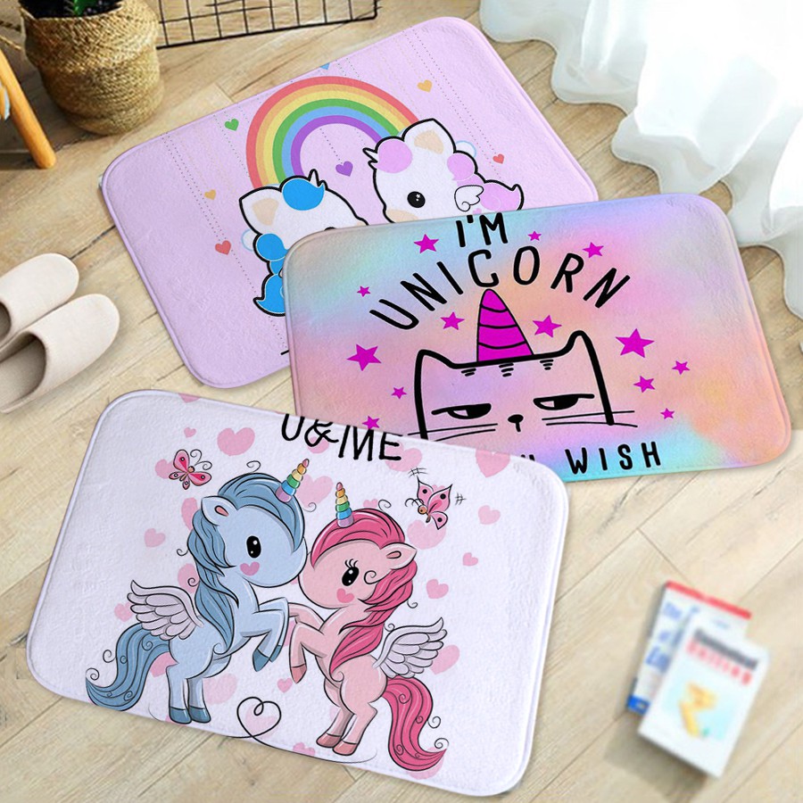 New Cartoon Unicorn Printed Welcome Floor Bathroom Door Mat Anti