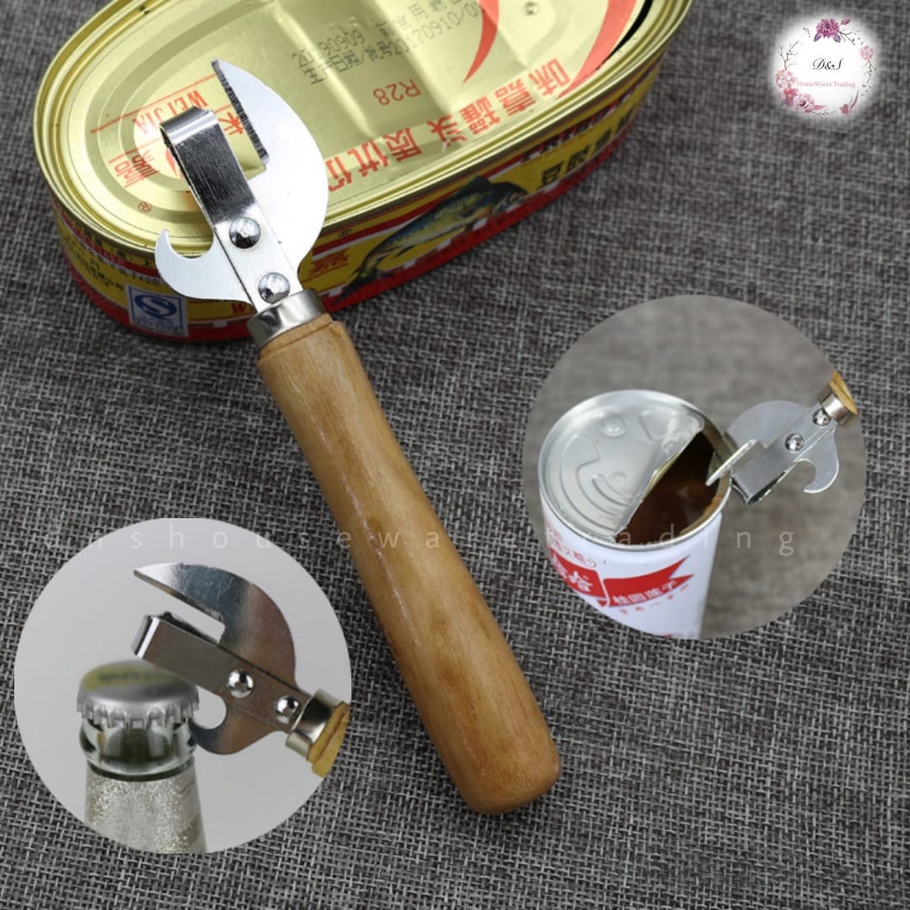 🇲🇾 Can Opener With Wooden Handle Canning knife Tin Beer Bottle Opener Pisau Pembuka Tin 木柄开罐器 罐头刀 铁皮罐头多用开罐器开罐刀啤酒