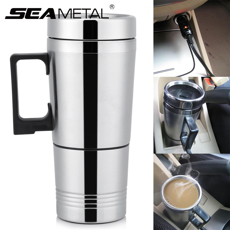 Car Heating Cup 12/24V Water Heater Kettle Electric Kettle Coffee Tea Boiling Heated Mug Water Heater Travel Kettle for Car