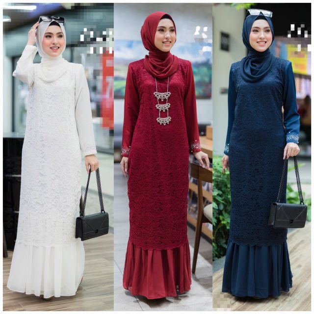 READY STOCK | 36 - 48 | PREMIUM JUBAH PRADA LACE . SEDONDON BRIDESMAID ...