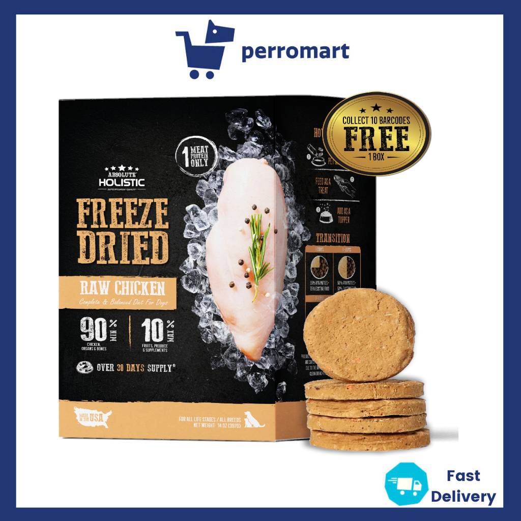 Absolute Holistic Freeze Dried Raw Patties for Dogs 14oz [2 Flavors