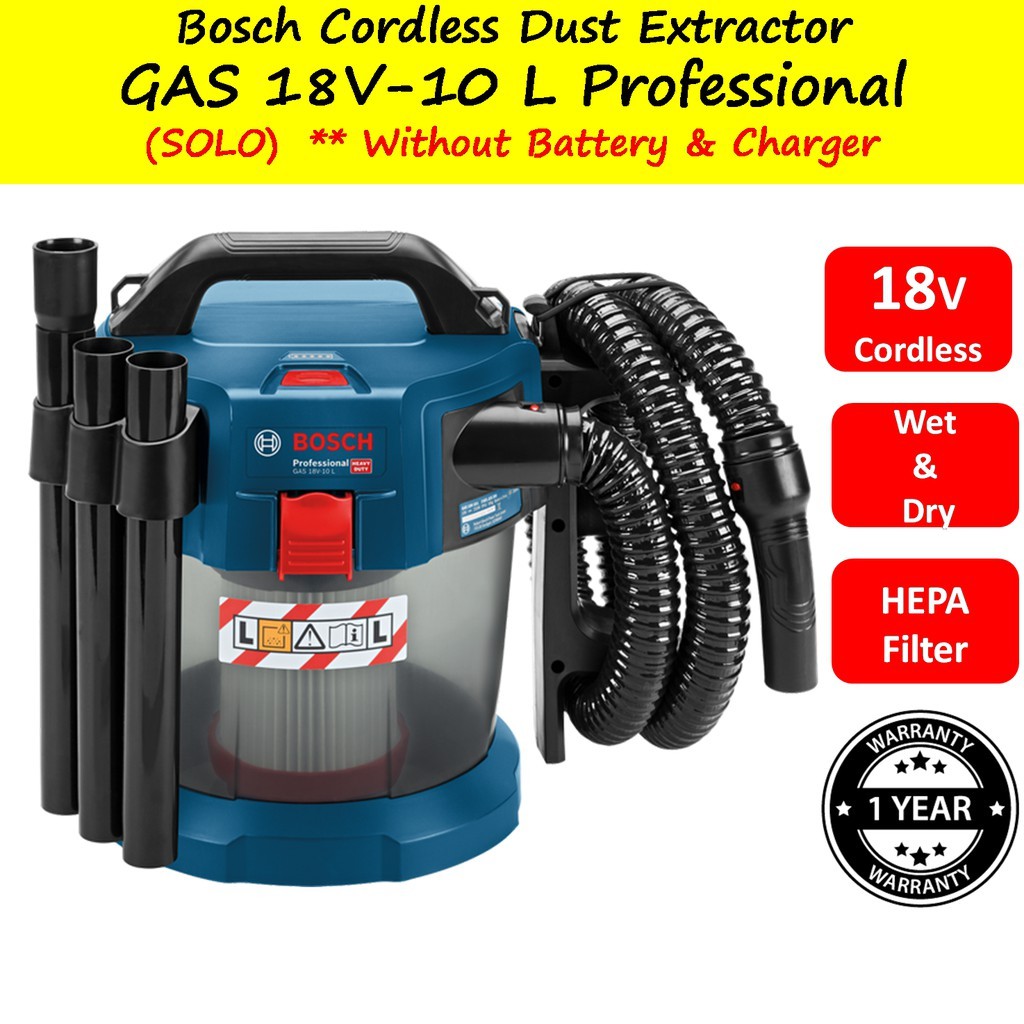 BOSCH GAS18V10L PROFESSIONAL (SOLO) CORDLESS WET & DRY DUST EXTRACTOR
