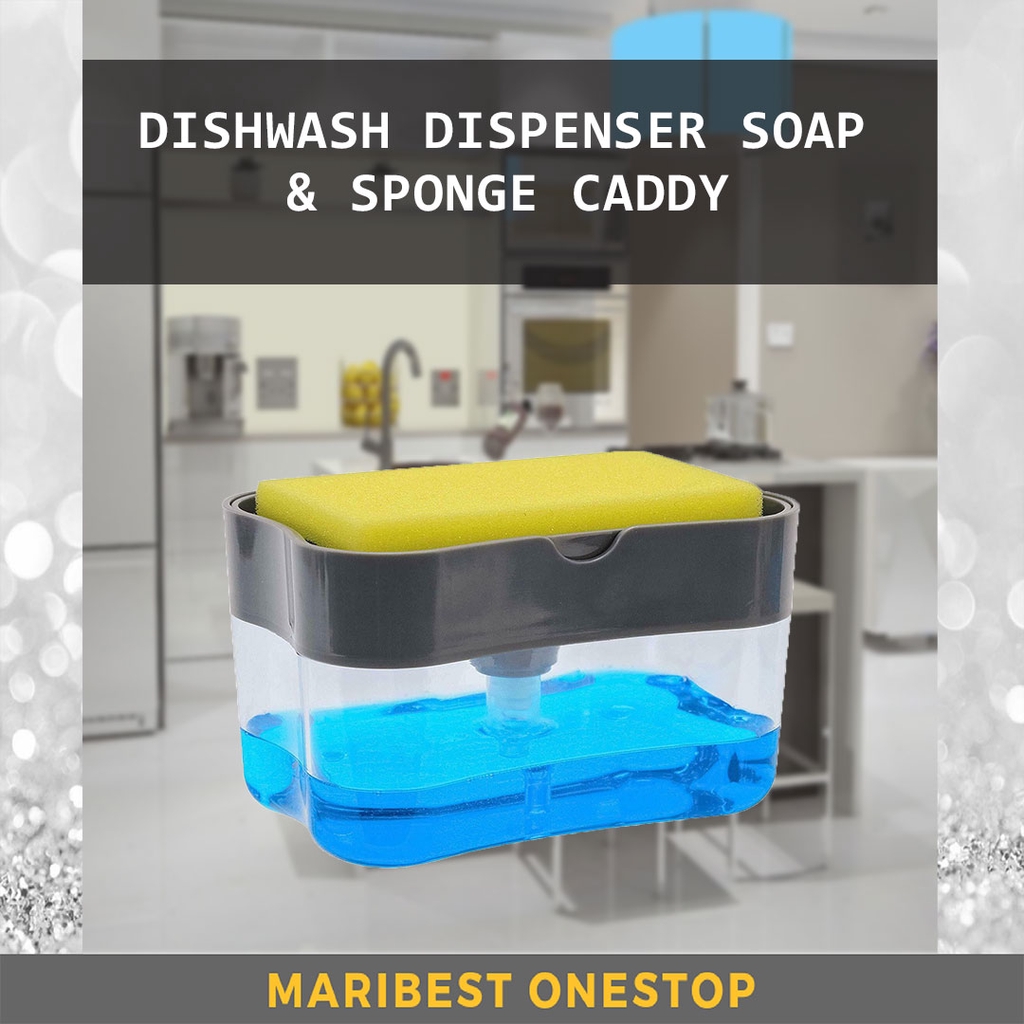 🌹[Local Seller]  DISHWASH DISPENSER SOAP DISPENSER & SPONGE CADDY (Random color) Sponge Box Hold