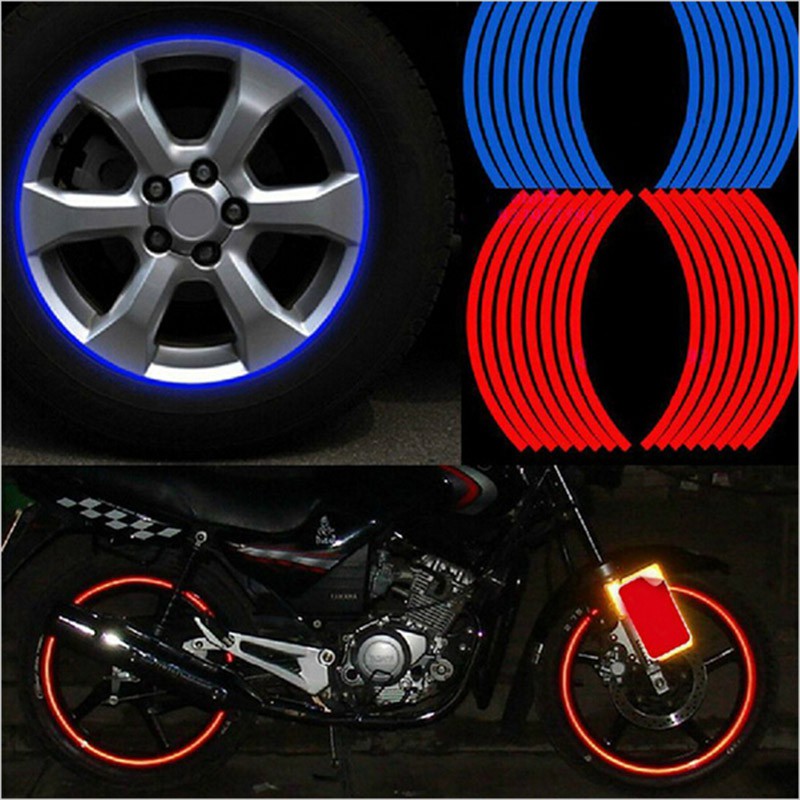 White Silver Reflective Wheel Stripes Decals Rim Tape Fits Motorcycle Wheels 17 fits Car Wheels 16-18