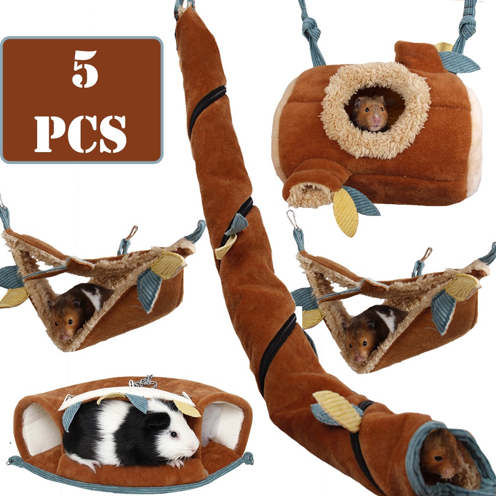 3Pcs SANSHIYI Winter Hammock Sugar Glider Hamster Squirrel Bunkbed Hanging Swing Soft Warm Playing Bed Pet Cage Rope Parrot Guinea Pig 