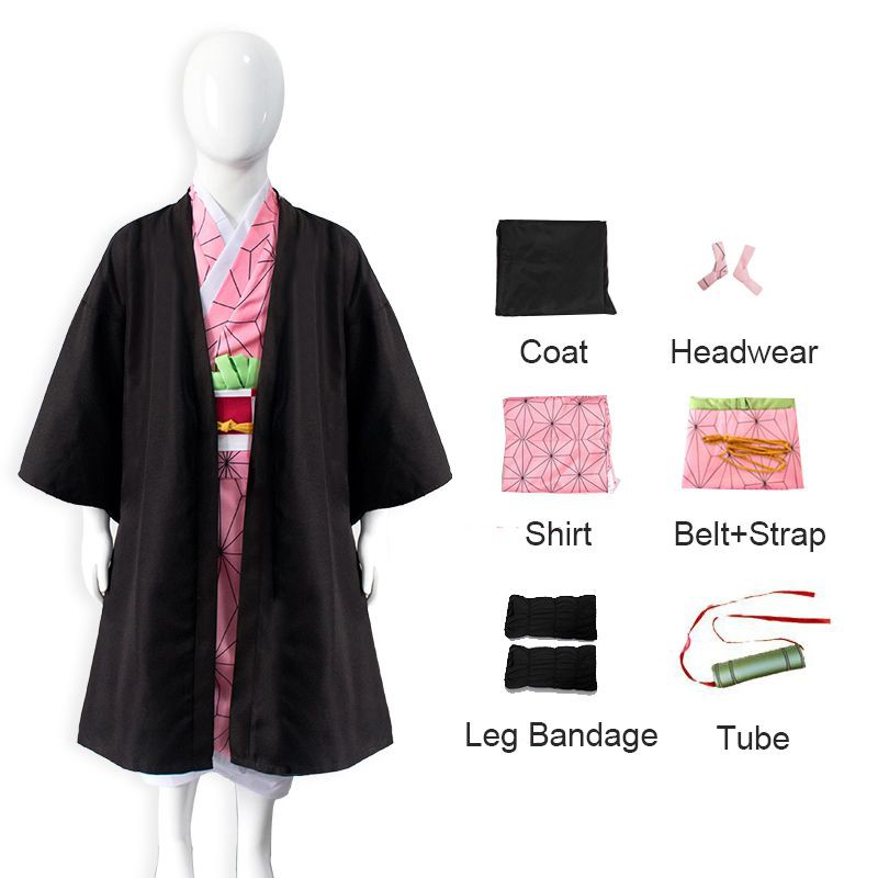 Anime Demon Slayer Kimetsu No Yaiba Kamado Nezuko Kids Cosplay Costume Kimono Robes Shopee Malaysia - kokichi scarf roblox