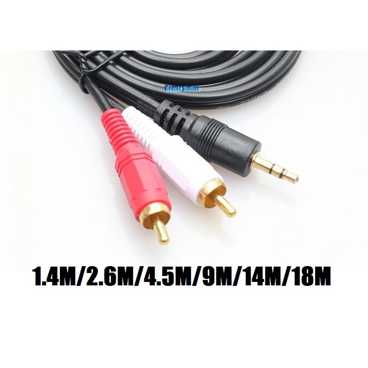 GoldPlated 3.5mm Stereo Audio Aux to 2 RCA (MALE)L/R Cable (1.4M/2.6M