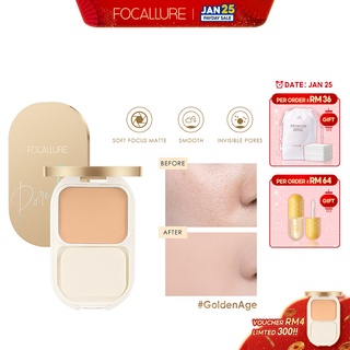 Focallure Golden Long-wearing, pore-free compact powder, soft focus, fresh, invisible pores, lightweight 10g