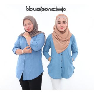  BAJU  MUSLIMAH BLOUSE JEANS  DENIM  S 5XL Shopee  Malaysia