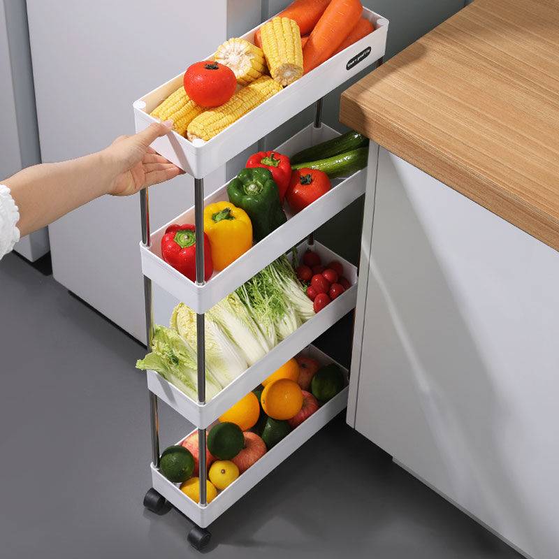 2/3/4/5 Layer Gap Kitchen Storage Rack Moveable with wheels Space Saving Organize Narrow Storage