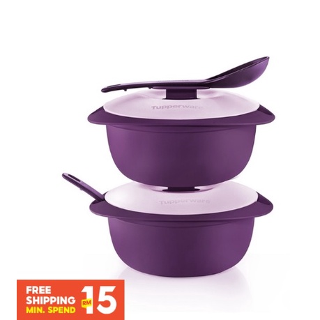 Tupperware (2 pcs) Purple Royale Round Server with Serving Spoon 1.6L OR Sambal Dish Only