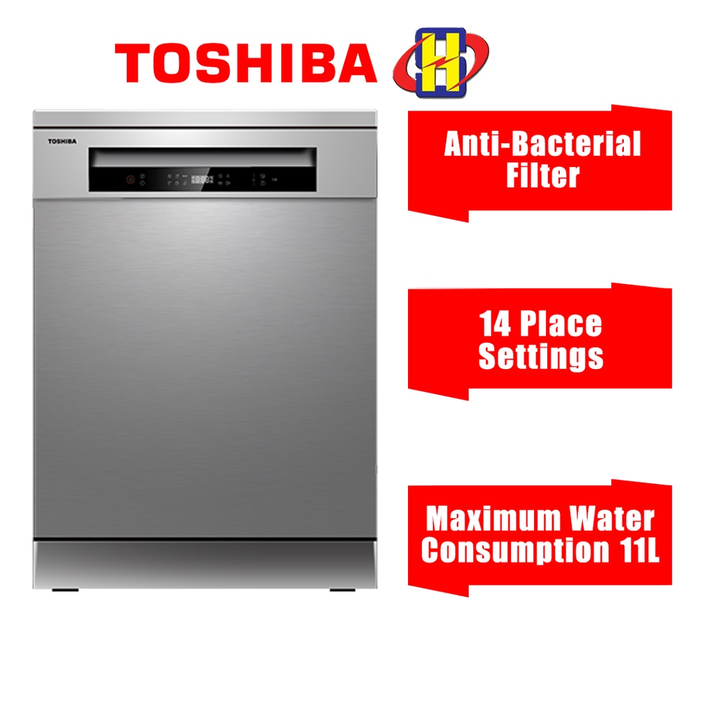 Toshiba Dishwasher (14 Place Settings) 6 Program Freestanding Dishwasher DW-14F1(S)-MY