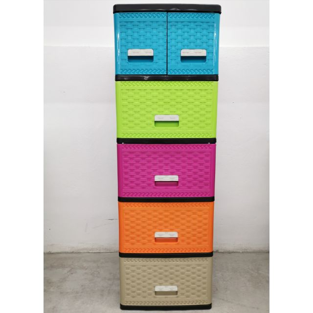 HT DIY 5 2 Tier Multicolor Plastic Drawer Cabinet HT DIY 5 2 Tier Multicolor Plastic Drawer Cabinet