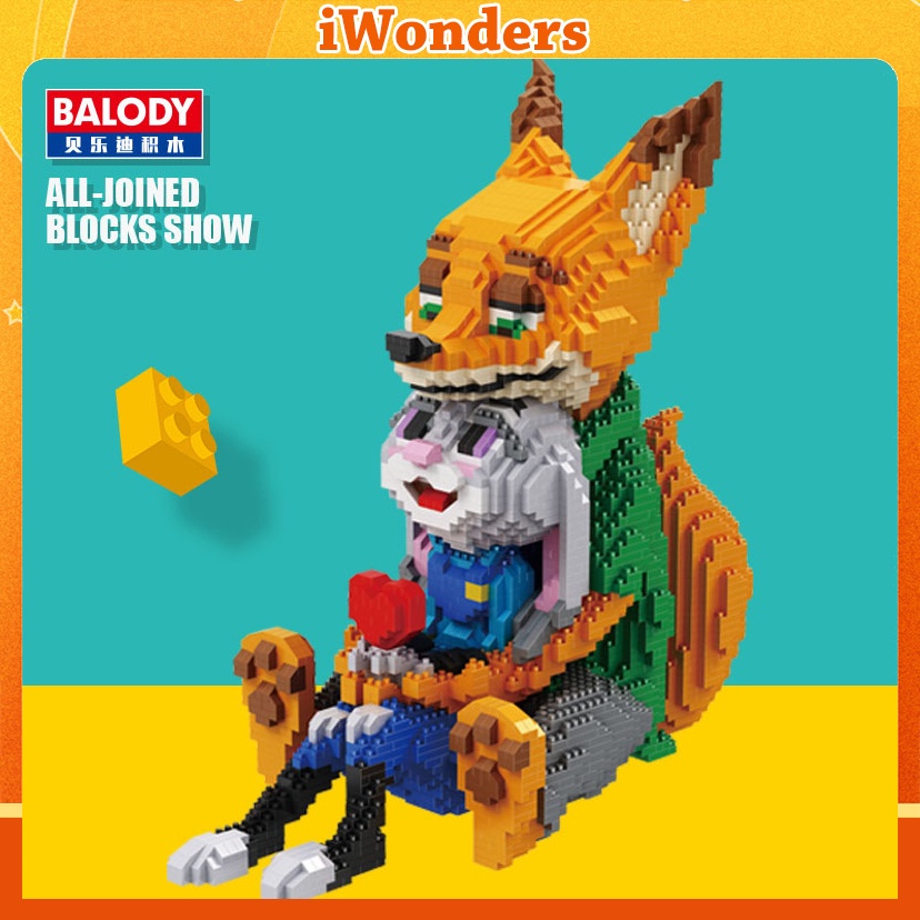Balody Zoo Fox Nick Rabbit  Building Nano Blocks Toy Judy Love Diamond Mini 