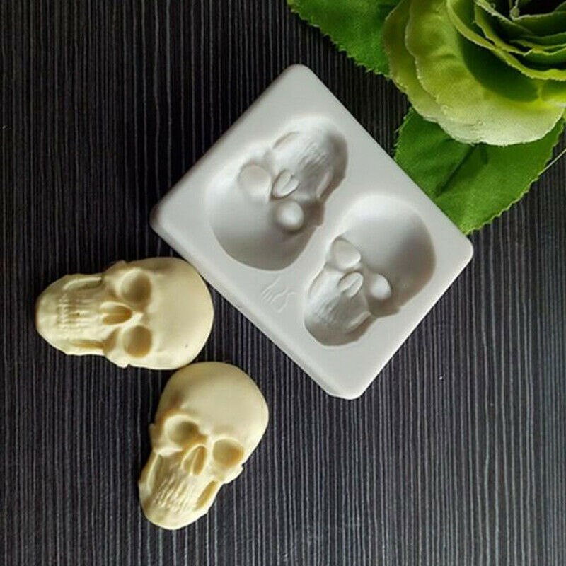 3D Skull Silicone Mold, Halloween Skull Head Shape Cake Mold Chocolate Jelly Silicone Baking Mould Sugar Fondant Decorating Cavities Kitchen Craft Tools for Party 1Pcs